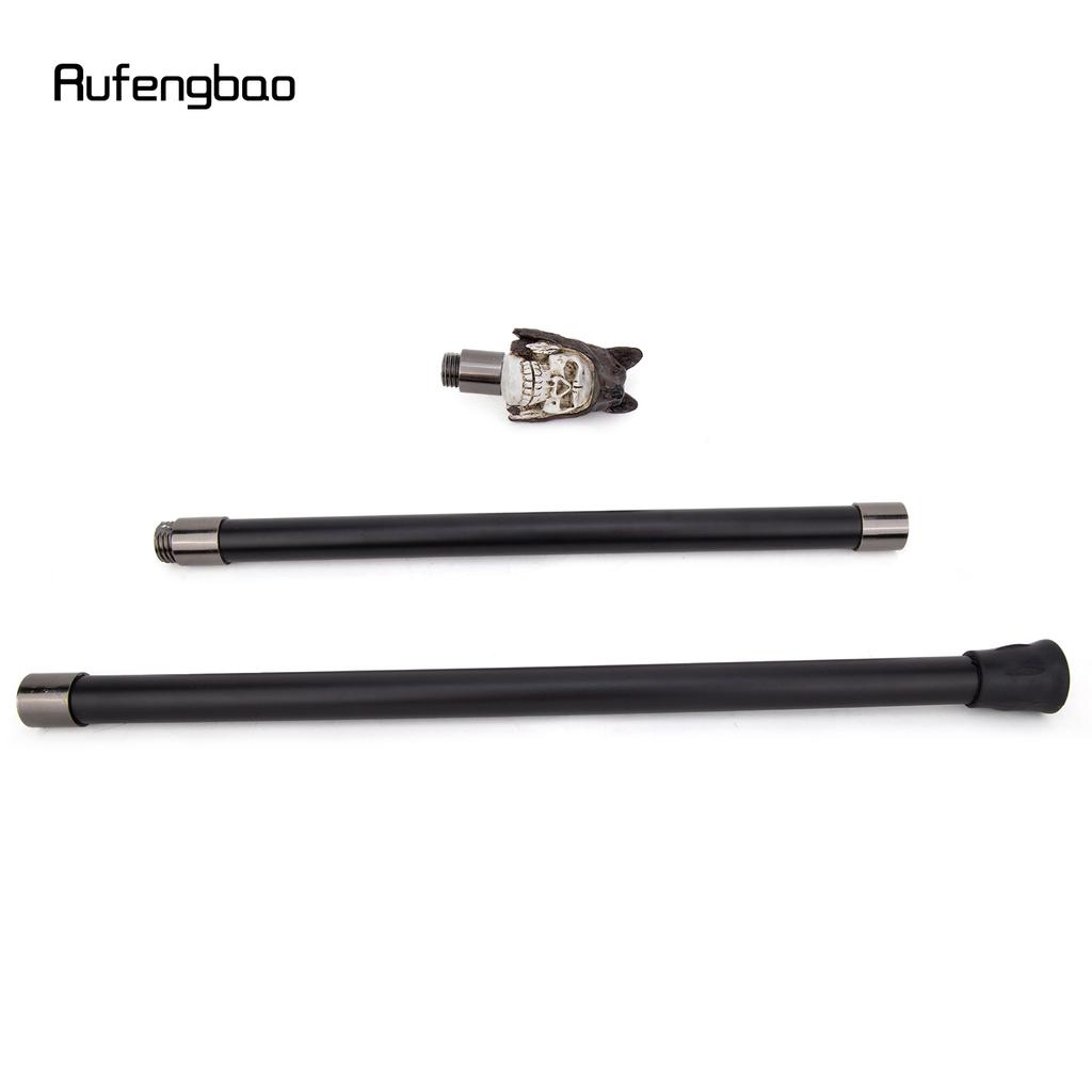 White Resin Wolf Hat Skull Head Walking Cane Fashion Decorative Steel Stick Gentleman Elegant Cosplay Cane Knob Crosier 93cm