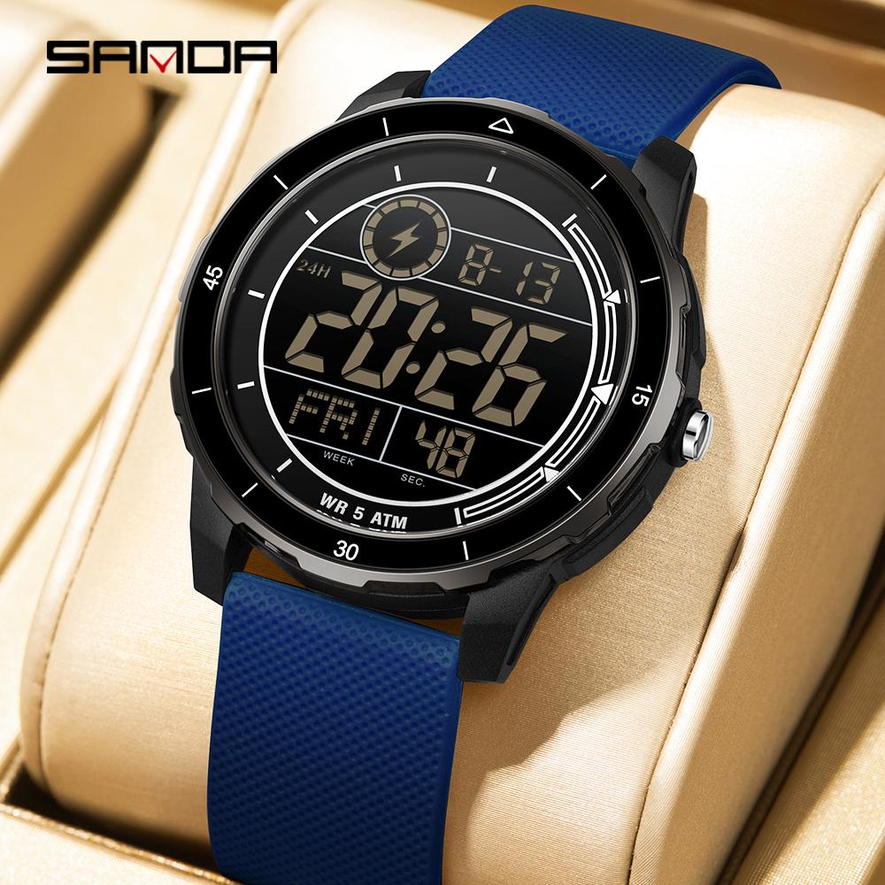 SANDA New 2205 Fashion Student Electronic Watch Countdown Multi Functional Sports Waterproof LED Electronic Digital Watch