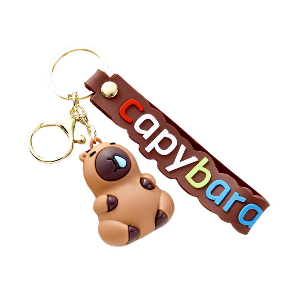 Capybara PVC Pendant Simulation Capybara PVC Keychain Cute With Turtle Anime Keyrings Bag Pendant