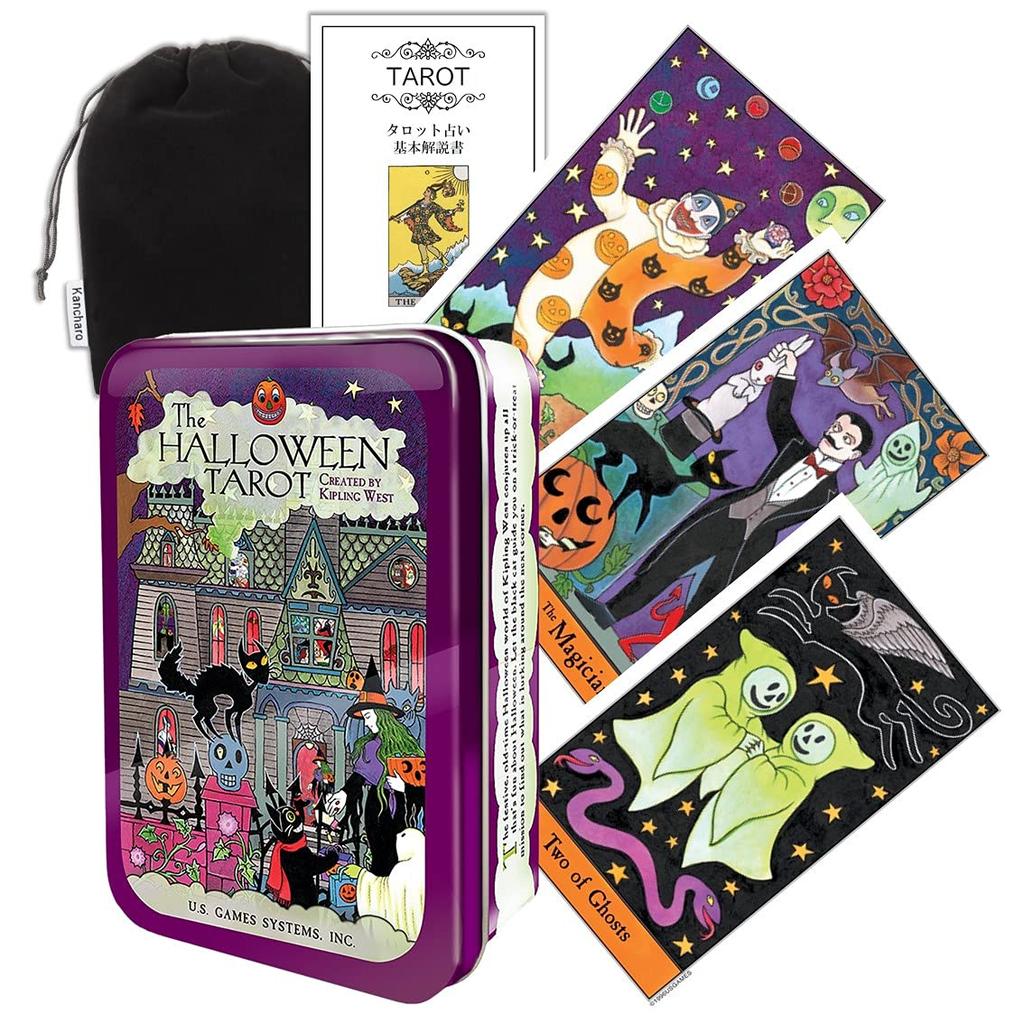 Kancharo Tarot Card Set Tarot in Includes Japanese Tarot Card Instructions Pouch 78-Card [Halloween Tin] & (Authentic)