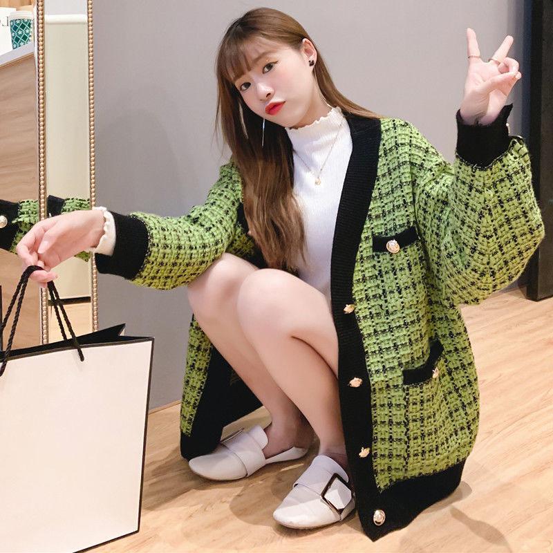 WTEMPO Zoete Gebreide Jas Casual Los Vest Pendelen Retro Damesjas Enkele Rij Knoop Elegant Temperament Nieuwe Mode Lente Herfst One Size groen