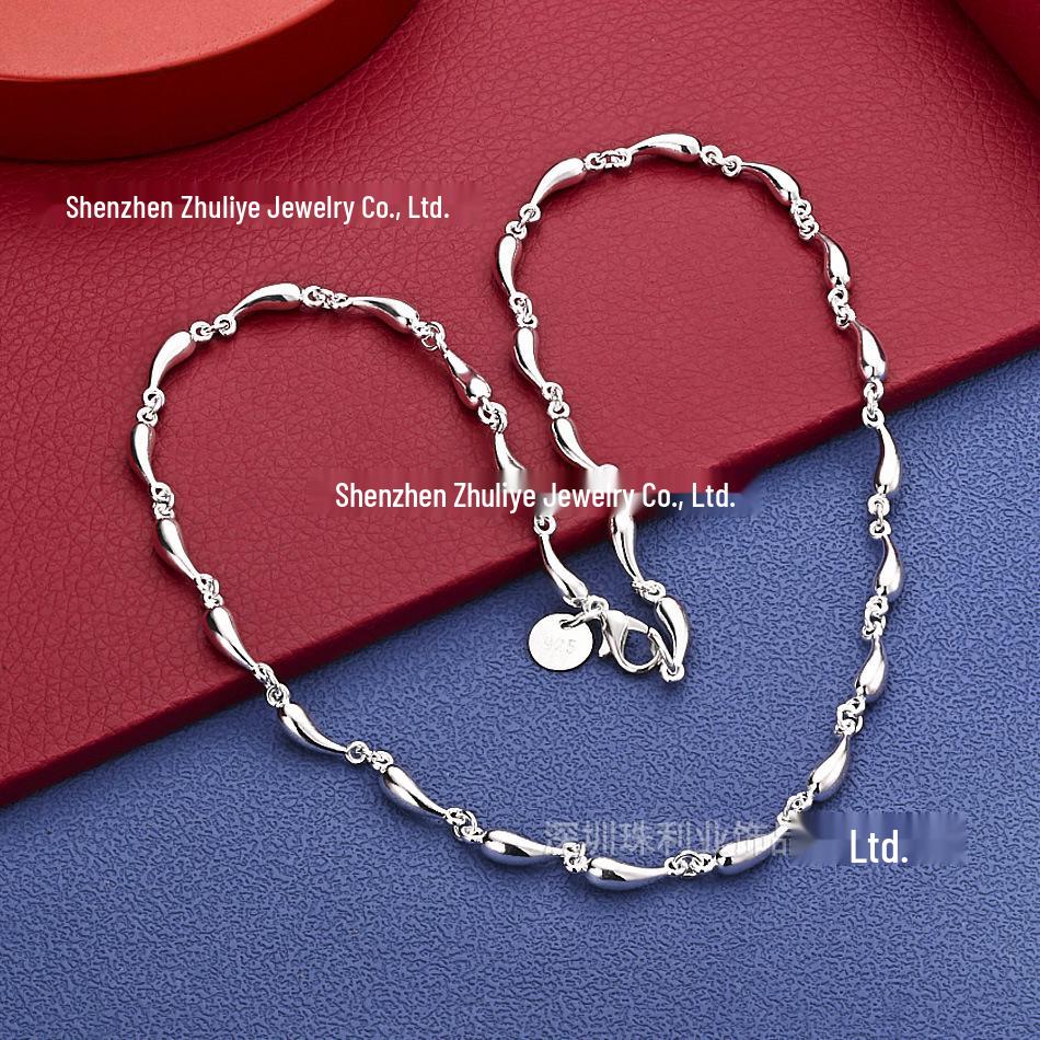 European & American Silver Plated Water Drop Necklace - Ladies Versatile Clavicle Chain
