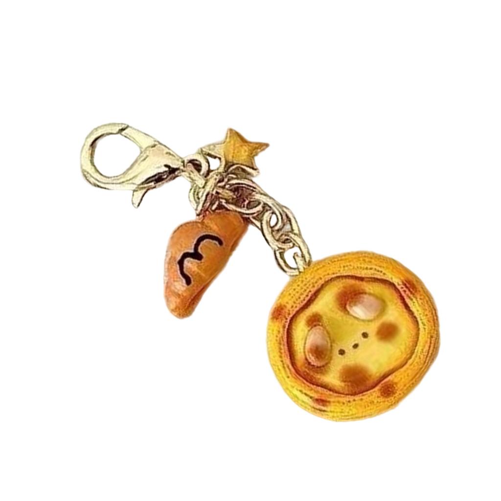 Original Egg Tart Buckle Keychain Unique Creative Designs Sturdy Alloy Resin Materials for Backpack Decoration