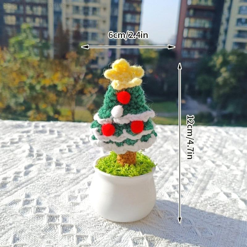 

Crochet Christmas Tree Potted Plant Finished Hand Woven Desktop Ornaments Cute Knitted Xmas Tree 2025 New Year Christmas Gift as picture