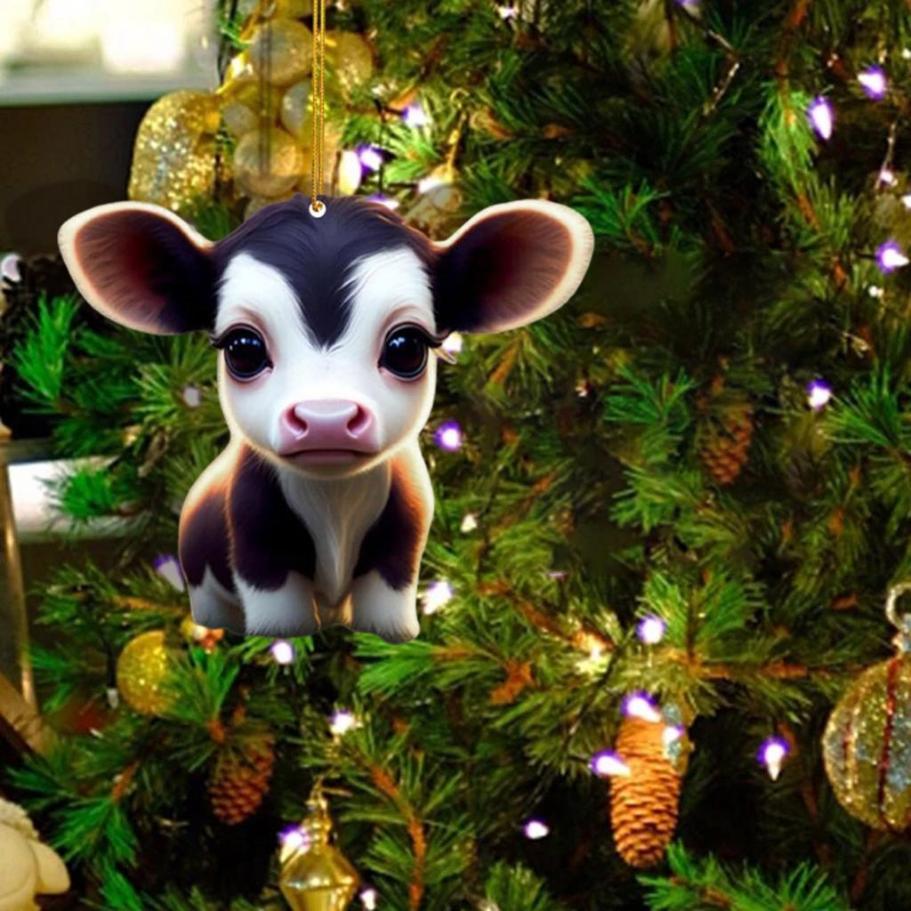 Kreskówkowa Krowa Uroczy Wiszący Wisiorek Dekoracja Domowego Drzewka Bożonarodzeniowego Wisiorek do Samochodu Kreatywne Akcesoria Dekoracyjne Świąteczne Prezenty Urodzinowe