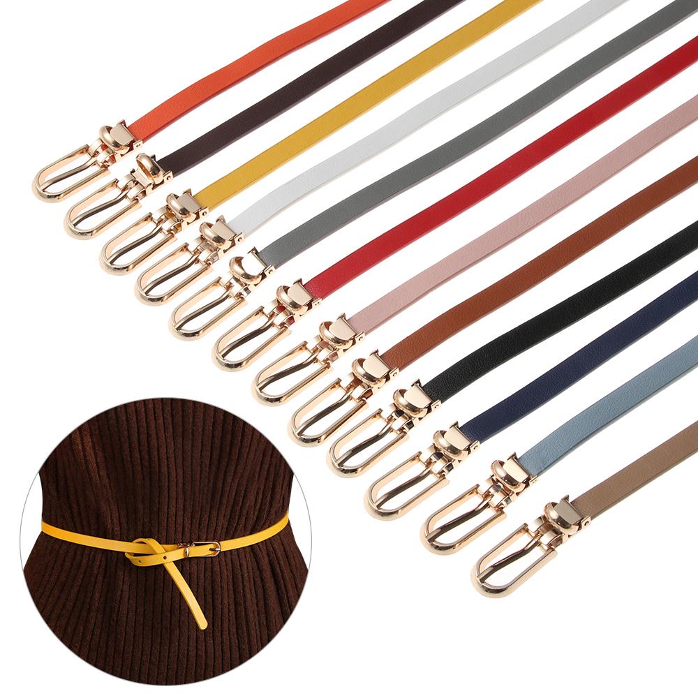 Girls Sweater Candy Color Dress Strap Thin Skinny Waistband Faux Leather Belts Adjustable Belt