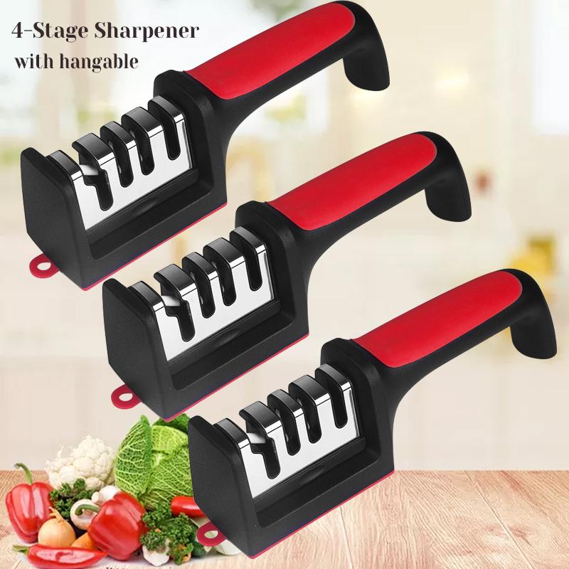 Professional 3/4 Purpose Knife Sharpener Multi-Kitchen Knife Scissor Sharpening Stone Hand-Held Quick Knife Sharpener Tool