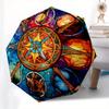 Stained Glass Celestial Wheel Artwork - Vibrant Wall Decor Umbrella, Christmas Gift Y142