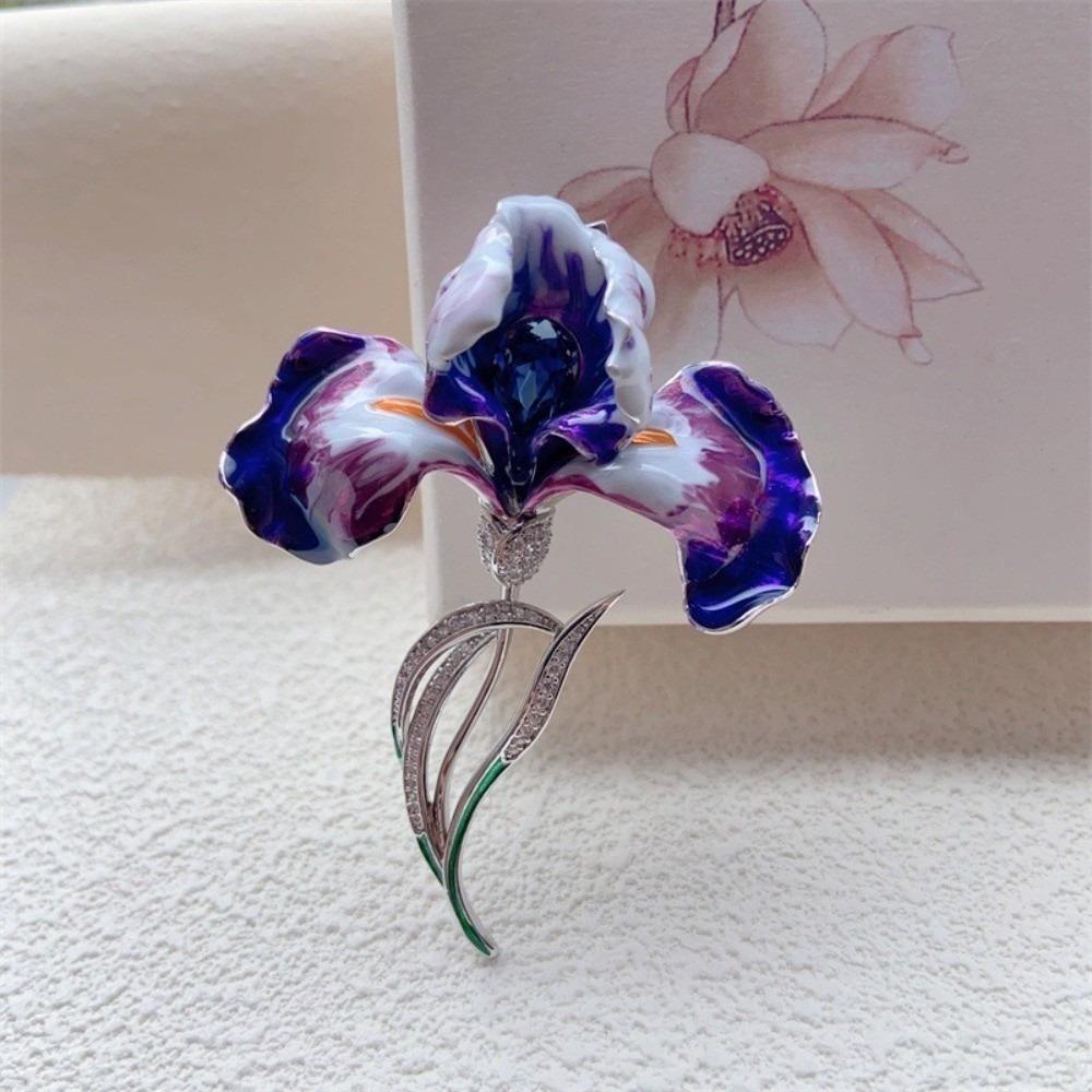 New Rhinestone Iris Brooch for Women Elegant High-quality Suit Brooch Metal Retro Flower Brooches Gifts
