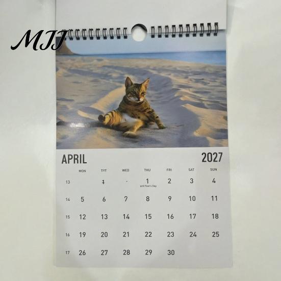 Annual Schedule Organizer Funny Cats 2027 Wall Calendar, Jan - Dec 12 Month Holiday Gift for Cat Lovers Hanging Cute Themed Monthly Planner
