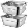304 Stainless Steel Deep Perforated Colander Basin - Square Drip Basket for Straining & Washing Vegetables/Oil/Braised Dishes