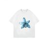 Übergroßes T-Shirt-Kleid Schwarz Blau Orchideen-Blumendruck Lässiger Streetwear-Stil Für Damen Sommer-Outfit