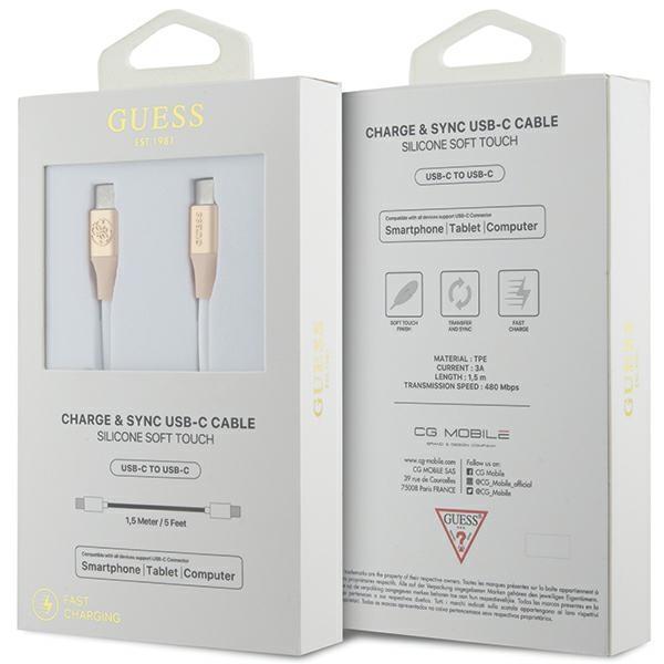 Guess Gucclalrgdd Kabel Usb-C - Usb-C1.5M Fast Charging Złoty/Light Gold Ebossed Logo