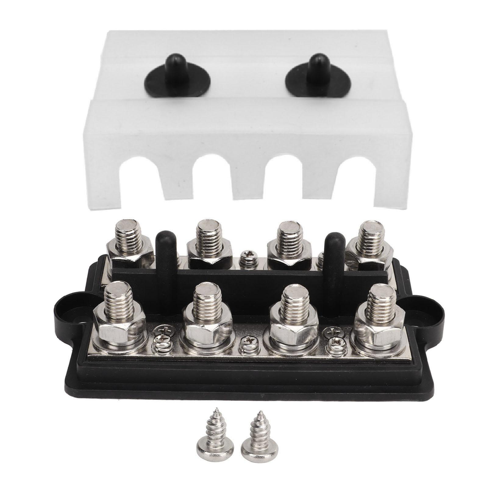 

Шина Морской RV Клемма Аккумулятора Блок Распределения Питания 2 Ряда Шпилька M8 DC12‑48V 150A Черный