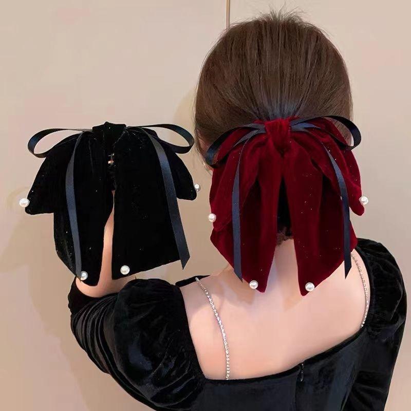Elegant Velvet Red Preals Hair Clips Bowknow Bridal Hair Accessories Women Headwear Spring Barrette Hair Styling Accessories