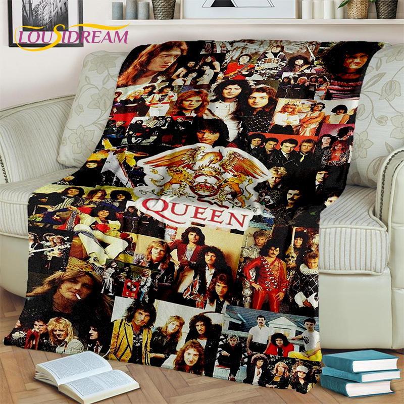 Queen-Rock-Band 3D Freddie Mercury Blanket,Soft Throw Blanket for Home Bedroom Bed Sofa Picnic Travel Office Cover Blanket Kids