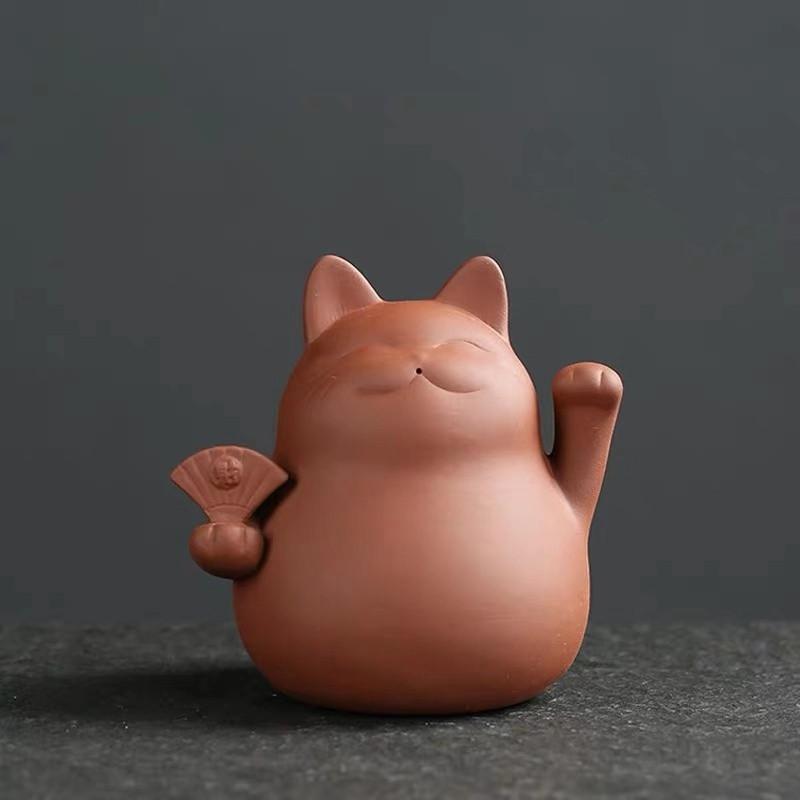 

Фиолетовая глина Lucky Cute Cat Tea Pet Домашний чайный домик Украшения Ремесла Керамические украшения с животными Чайный сервиз B