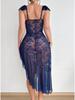 Plus Size Erotic Lace Mesh Deep V Nightgown