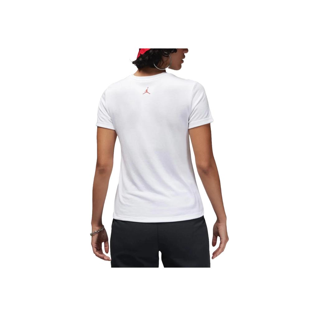 Jordan Letter Slim Fit Simple Design Round Neck Short Sleeve T-Shirt Women Tops White FN5390-100
