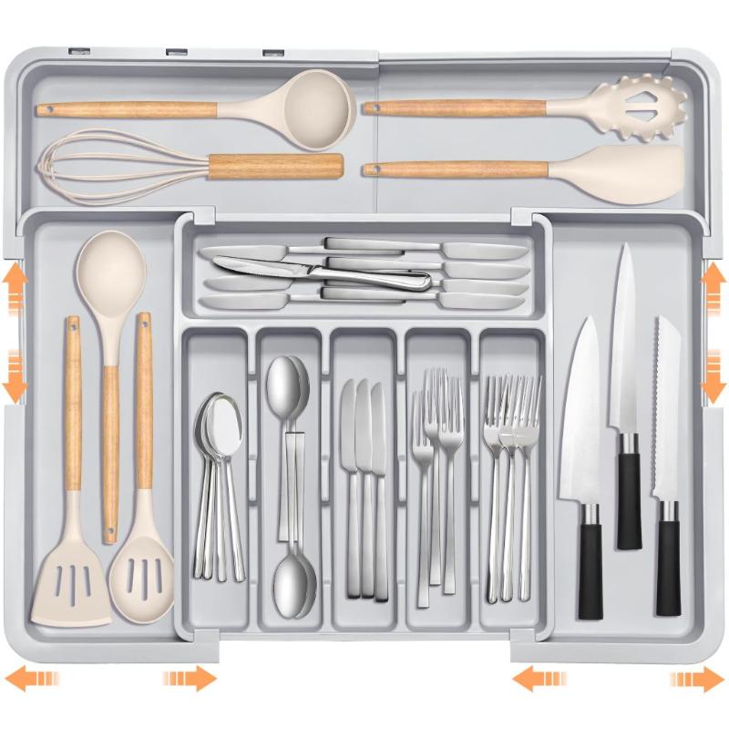 Silverware Organizer Expandable Kitchen Utensil Drawer Organizer Adjustable Cutlery Silverware Tray 1