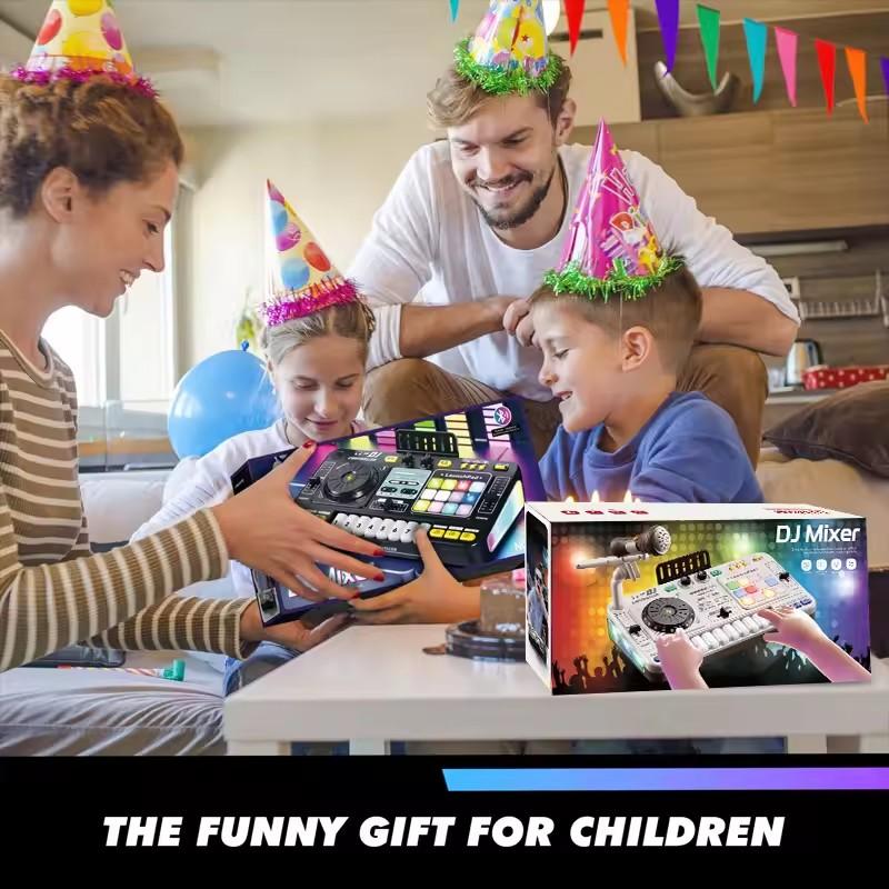 Çocuklar Simülasyon DJ Mikser Kontrol Cihazı Oyuncakları Çok Fonksiyonlu Müzik Efektleri Elektronik Öğrenme Oyunu Çocuklar için Doğum Günü Hediyesi