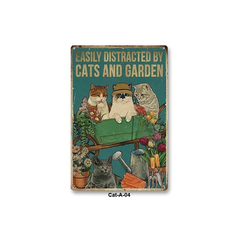 Metal Tin Sign Vintage Anime Animal Black Cat Poster Shabby Wall Plate Signs Crafts Garage Home Decor Plaques Tinplate Painti