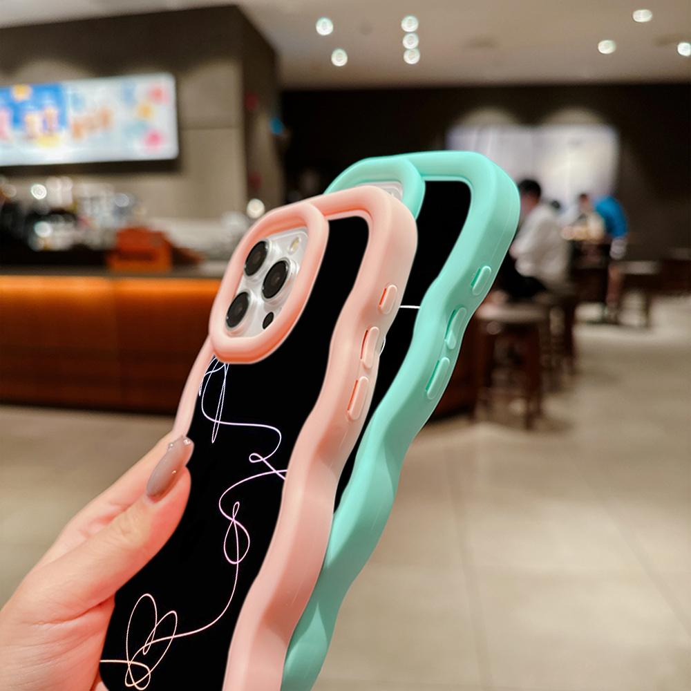 Custodia morbida per telefono Macaron Big Wave per iPhone 11 12 13 14 15 Samsung A14 A15 A23 A24 A25 A54 A55 Xiaomi Redmi Note 13 Cover A18 Love Yourself Flower art