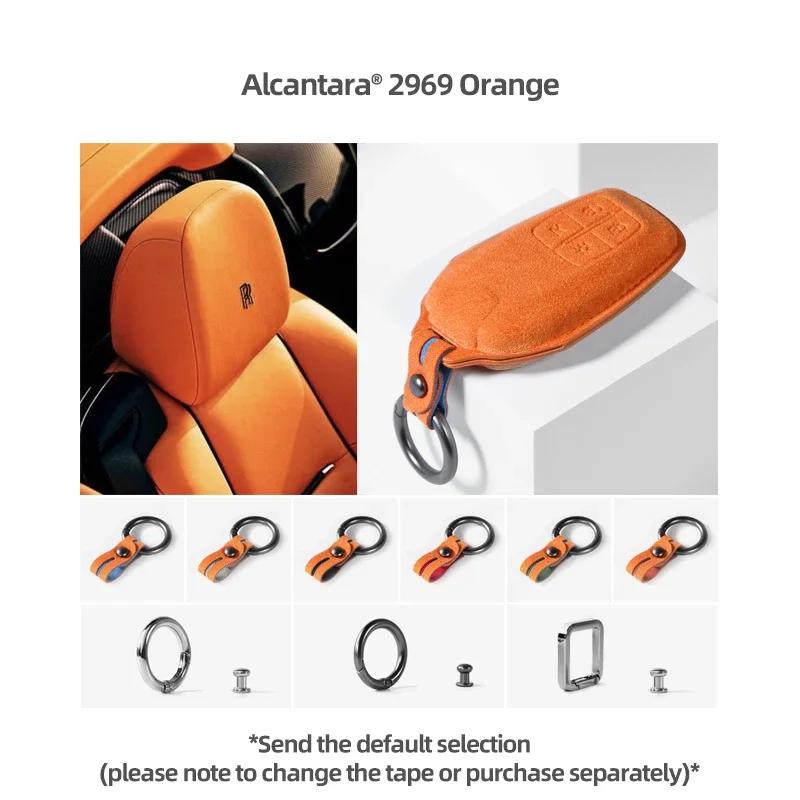 

Car Remote Key Case Cover for Ferrari F430 488 458 F12 Roma 812 F8 Auto Fob Made of Alcantara Keychain Keyring Protect Accessory 2969 Orange