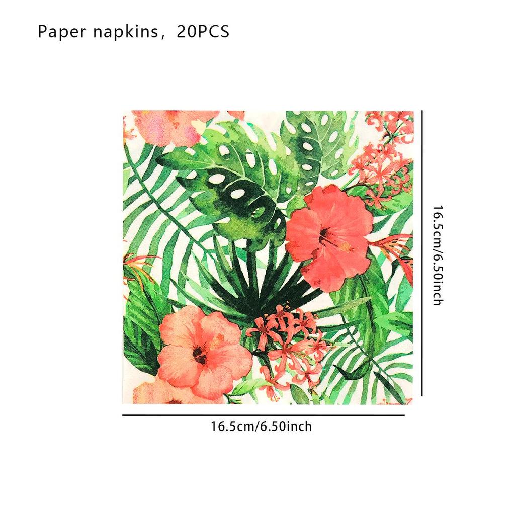 Hawaii Flamingo & Turtle Leaf Cartoon Animal Birthday Napkin Set