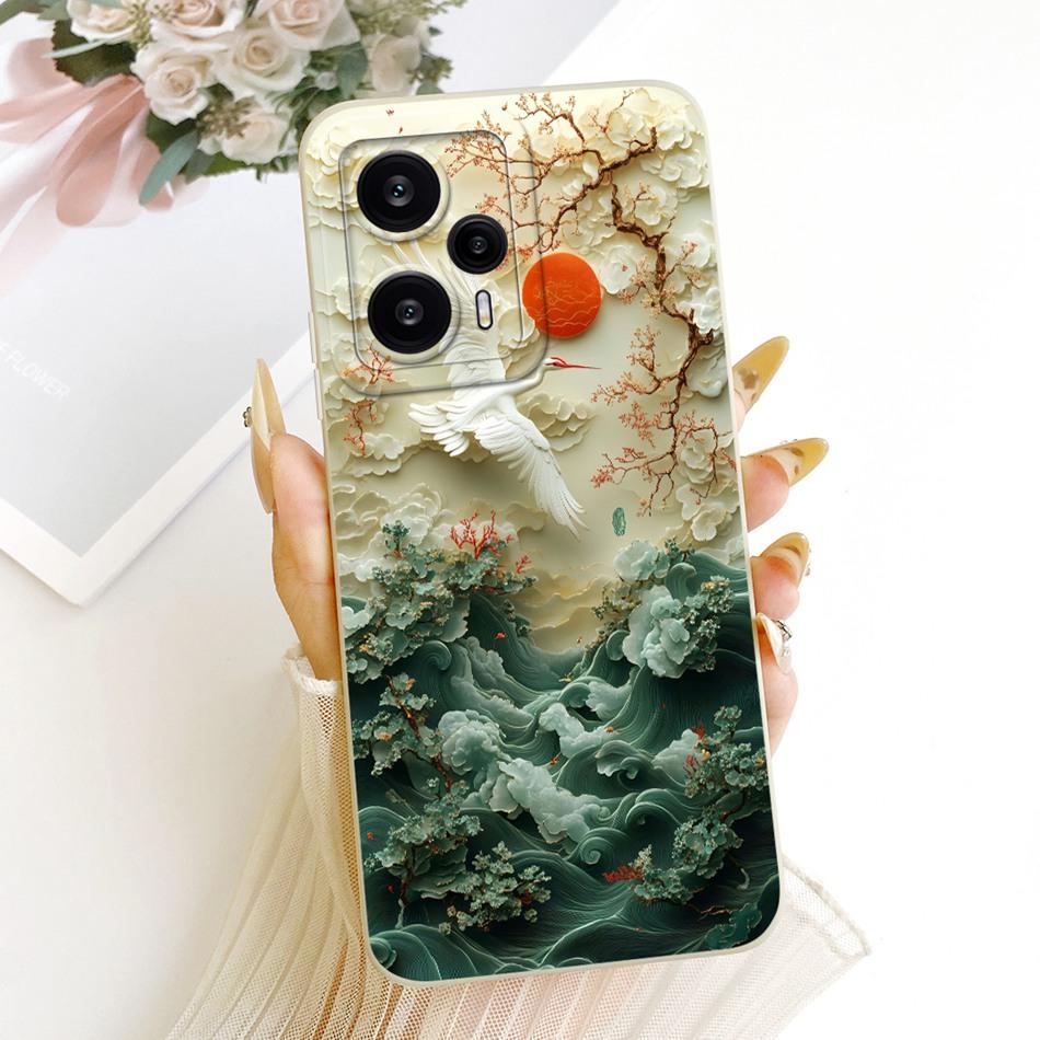 For Xiaomi Redmi Note 12 Turbo Cute Cat Flower Cartoon Phone Case For Redmi Note12 Turbo Shockproof Soft Silicone Bumpers