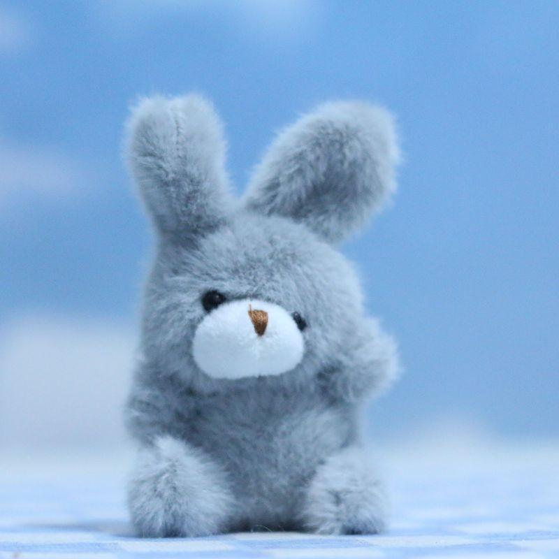 Charming Pink White And Gray Bunny Plush Keychain With Super Soft Fur