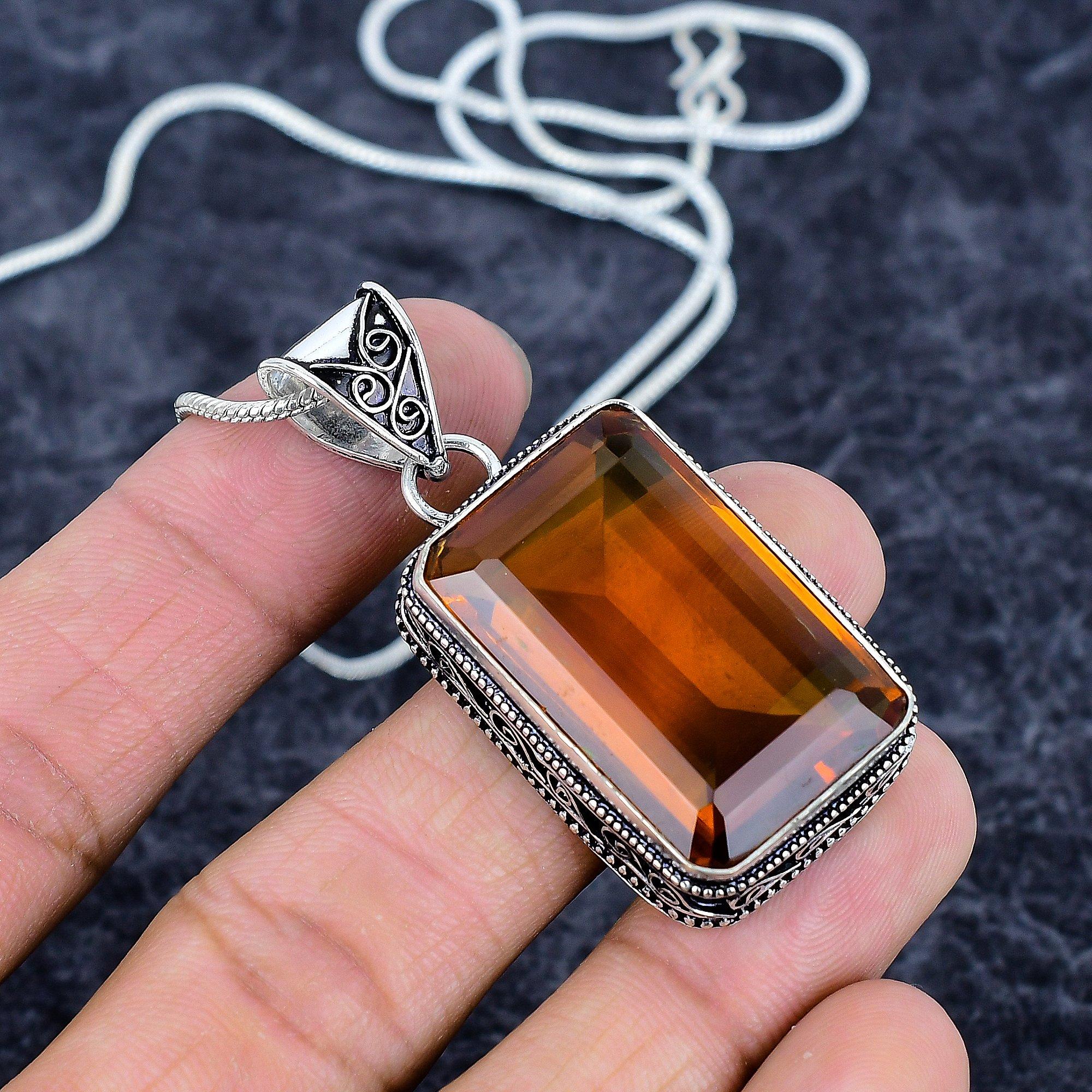 

Citrine Gemstone Handmade 925 Sterling Silver Jewelry Pendant 2.05 M-3212