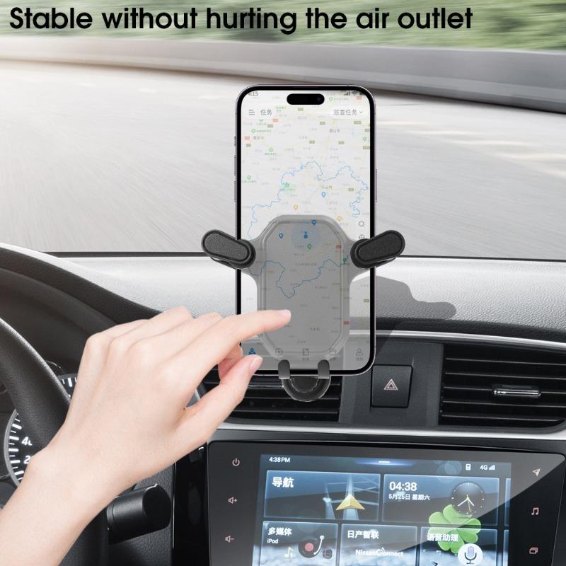 Gravity Car Phone Holder 360 Degree Rotating GPS Stand Car Mount Air Vent Dashboard Car Smartphone Metal Embedded Hooks Holder
