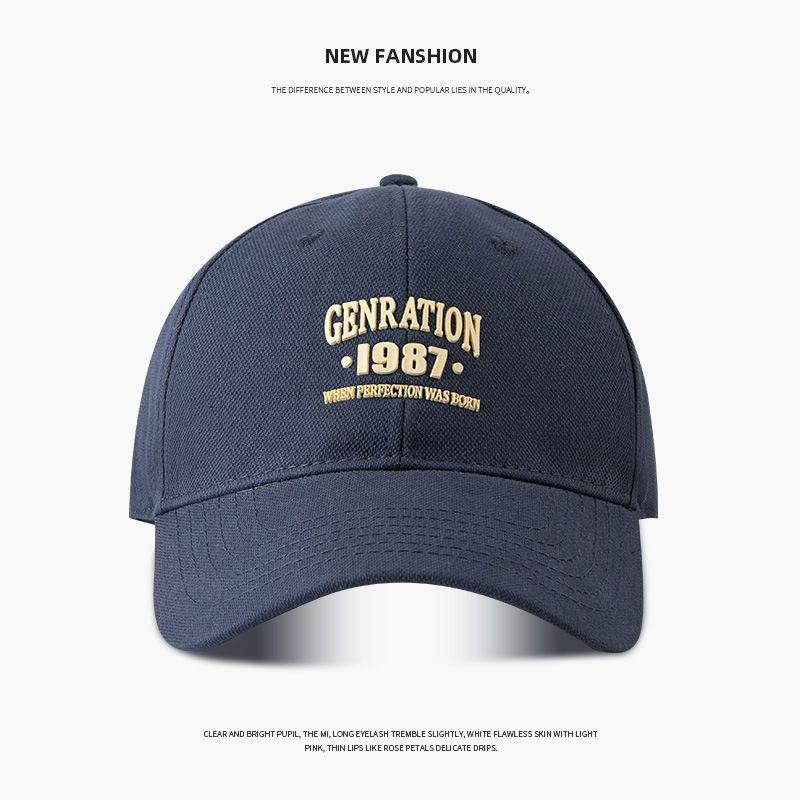 

1987 Alphabet Peaked Cap Big Head Circumference South Korea Slim Looking Sun-Proof Sun Protection Hat Women s Fashion Summer Sports Baseball Cap Tau Wei 1987-navy blue XL(59-65cm)