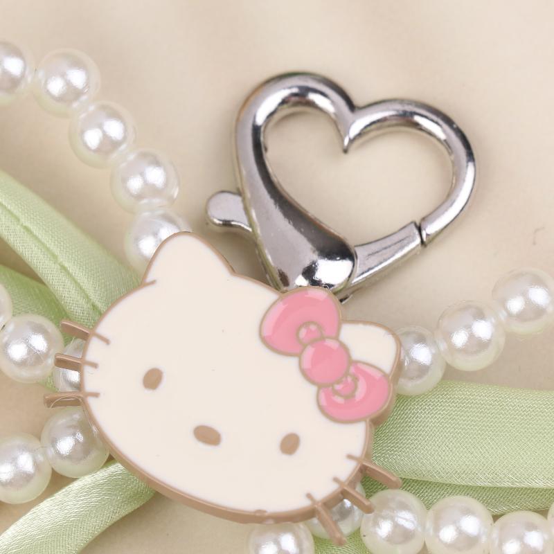 Ins Fresh Tulip Hello Kitty Keychain Y2K Trendy Sweet Imitation Pearl Bowknot Keyring Bag Pendant Backpack Hanging Decor Gift