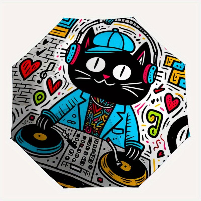 

1pc DJ Cat Automatic Open/close Folding Umbrella, Compact Portable Travel Umbrella,Cute Umbrella, Durable Construction yy250804093