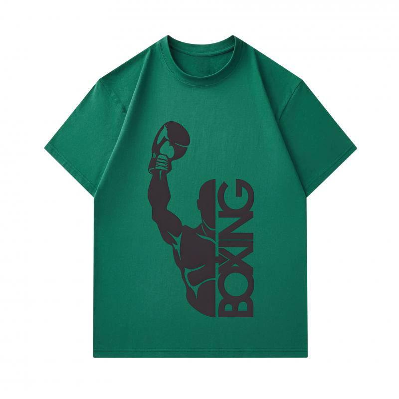 Men's 100% Cotton Crew Neck Short Sleeve T-Shirt, Boxer Champion Victory Boxing Graphic Print Casual Comfy Tee Top for Daily Outdoor Sports Workout We
