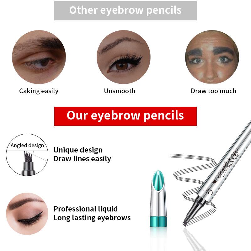 QIC Color Makeup Waterproof Liquid Eyebrow Pencil - Four-Prong Design