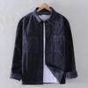 Men's Spring Cotton Corduroy Jacket with Double Pockets, Stripes & Velvet, Loose Fit, Drop Shoulder, Long Sleeve, Japanese Style.