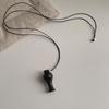 Retro Ebony Rosewood Vase Gourd Pendant Black Adjustable Leather Rope Necklace for Women Men Clothes Collar Chain Jewelry Gifts