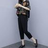 Women's Summer Set: Loose-Fit Casual Short-Sleeve Top + Cropped Pants Plus Size Comfortable Two-Piece Set