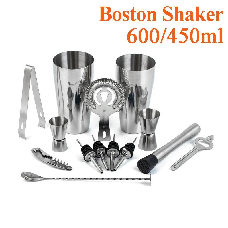 Nerezová sada na koktejly Míchačka Barman sada Cobbler Boston Shaker Barová sada Nástroje Jigger Míchačka Muddler Nalévátko Lžíce