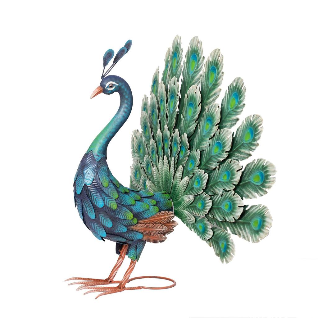 Wrought Iron Peacock Display Stand Creative Vintage Figurine Outdoor Garden Decor Window Display Ornament  Peacock Decoration