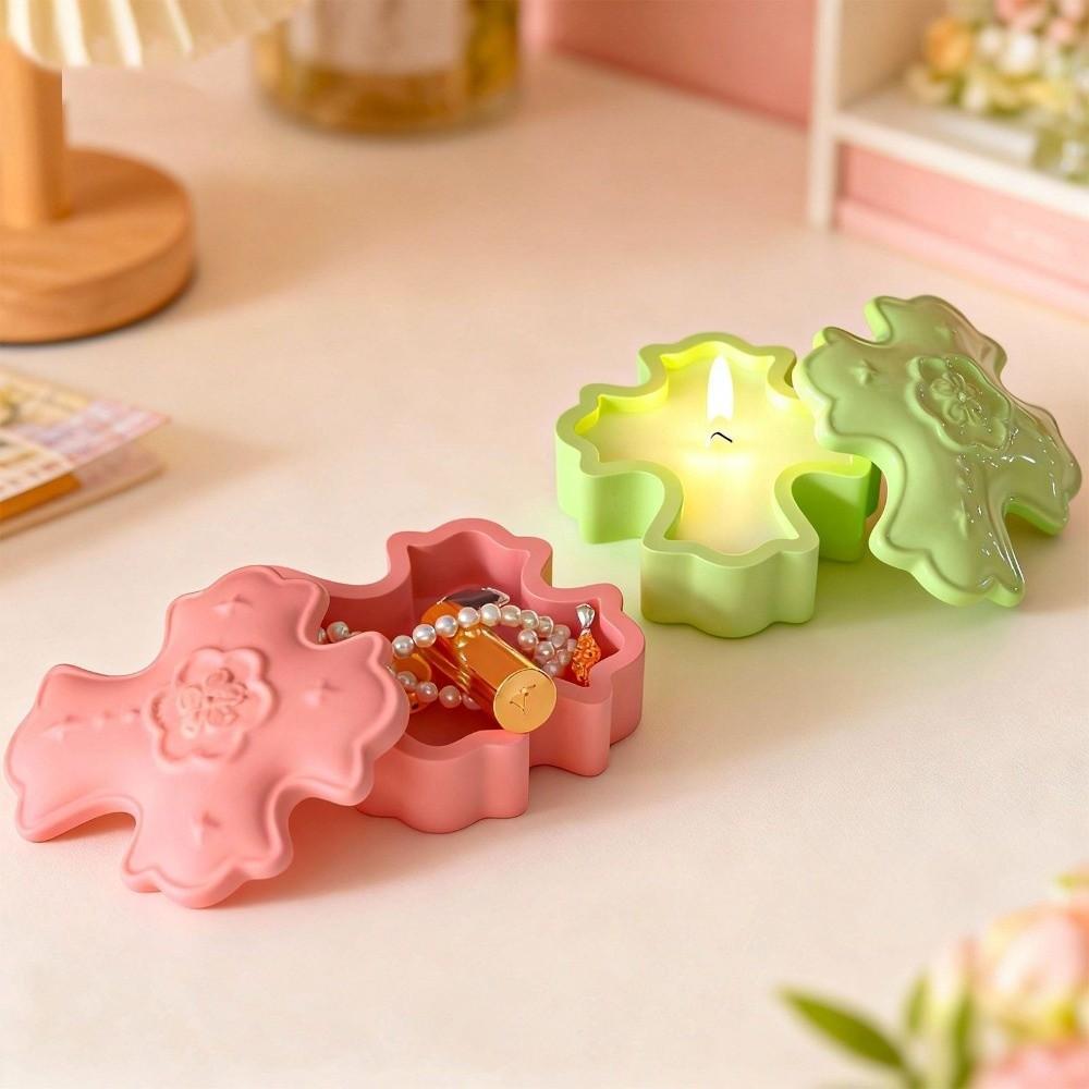 Easter Theme Cross-shaped Storage Box Mold Flexible DIY Plaster Mold Decorative Non-stick Silicone Candlestick Mold Home Decor