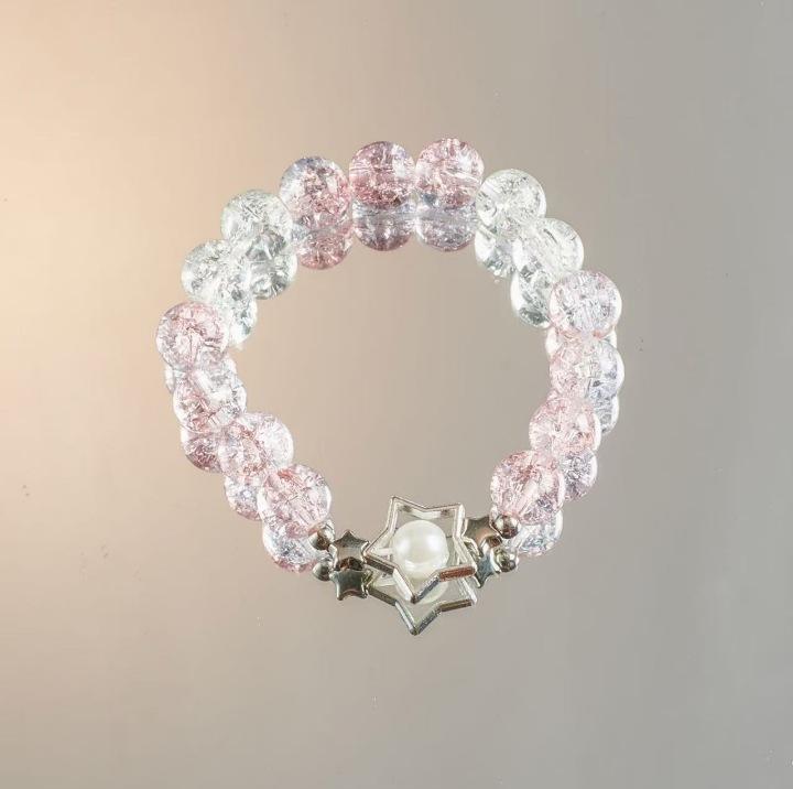 Bohemian Sweet  Beaded Bracelet for Women Girls Pink Color Imitation Jade Crystal Hand Jewelry Birthday Party Gifts