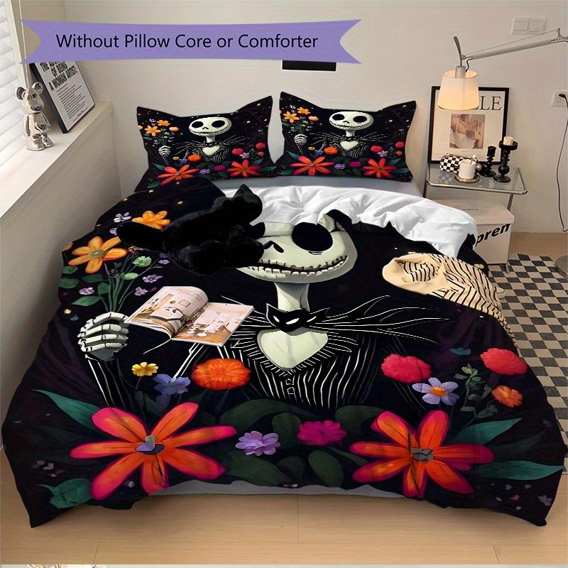 3pcs Jack and Flower Bedding Set Includes Quilt Cover and Pillowcases, Suitable for All Seasons B050