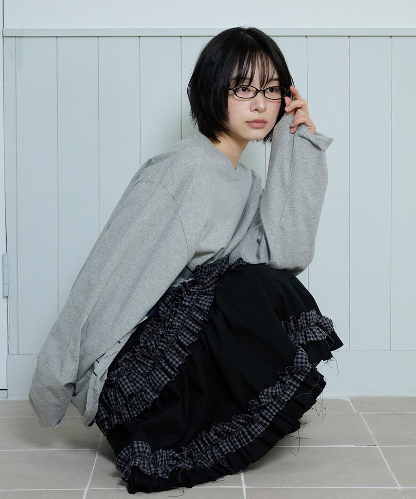 Isjabaibeu Ruffle Point Skirt - Black