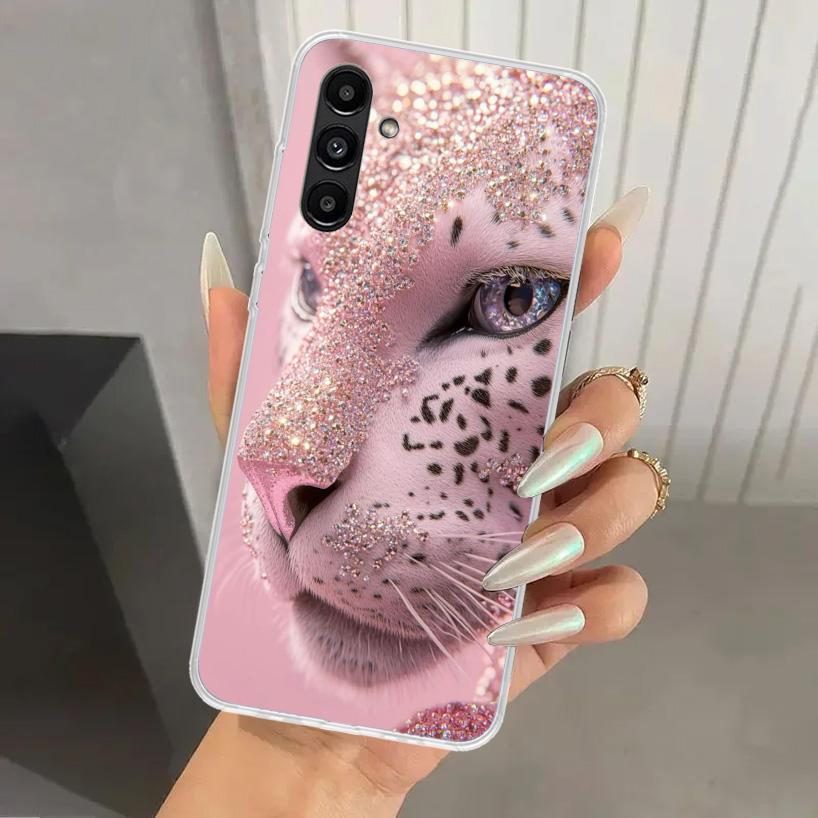 Pink Leopard Print Phone Case for Samsung Galaxy A17 A16 A37 A26 A36 A57 A56 A15 A25 A35 A55 A14 A24 A34 A54 A13 A23 A33 A53 Gal