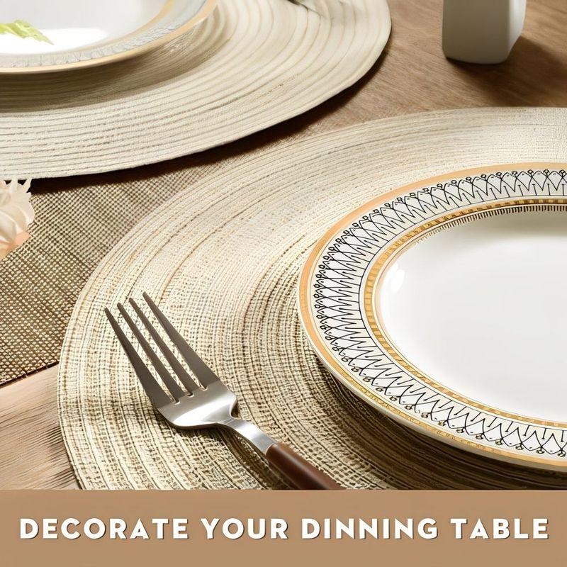 4pcs Braided Cotton Round Placemats, Reusable Table Mats for Home Dining Table, Wedding and Holiday Decoration YMY
