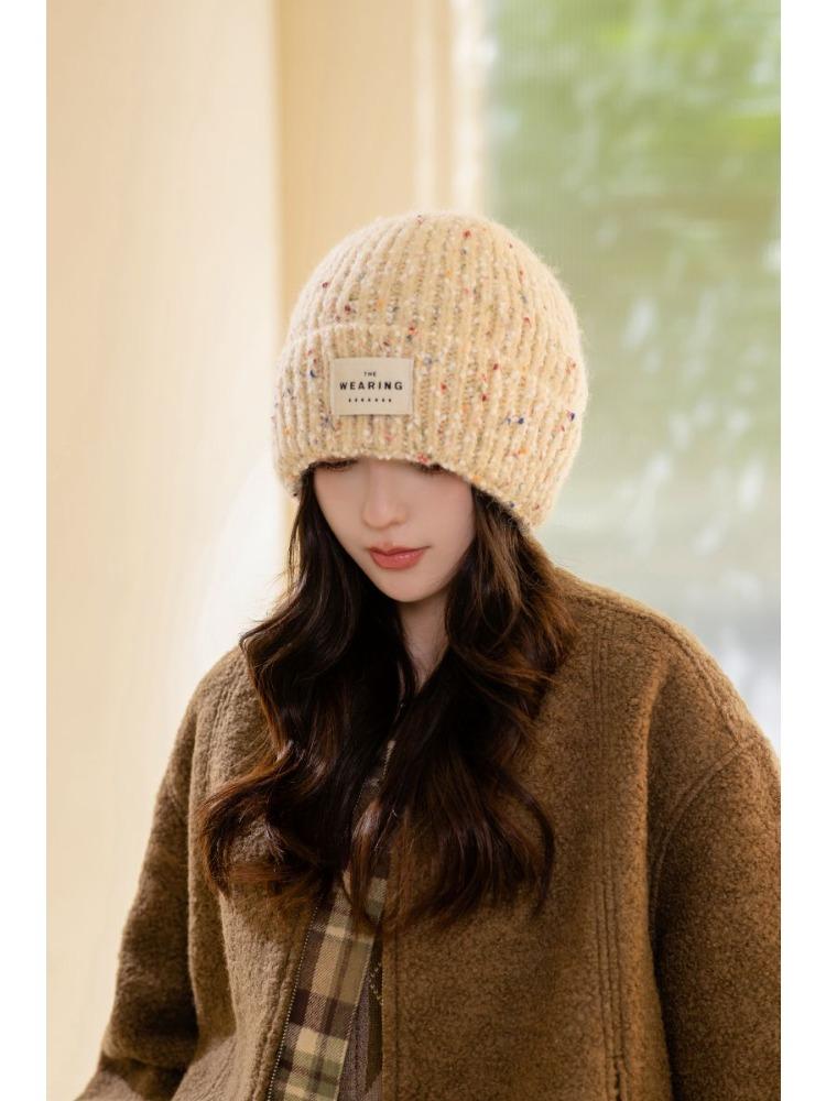 Color Wool Hat Autumn and Winter Warm Ear Protection Windproof Hat Knitted Hat Fit for Outdoor, Casual & Formal Events